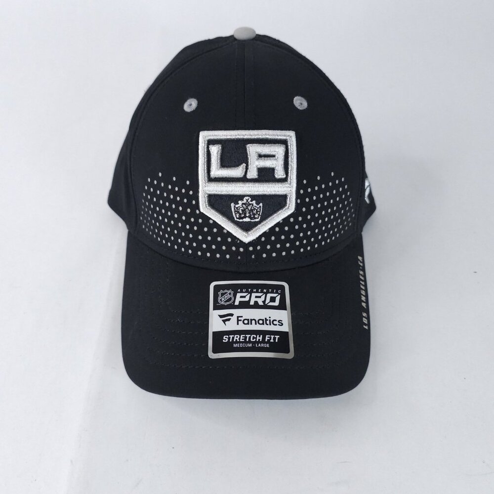 Los Angeles Kings Hat Cap Fitted Mens Large Black NHL Hockey Stretch Fit Dot Pro
